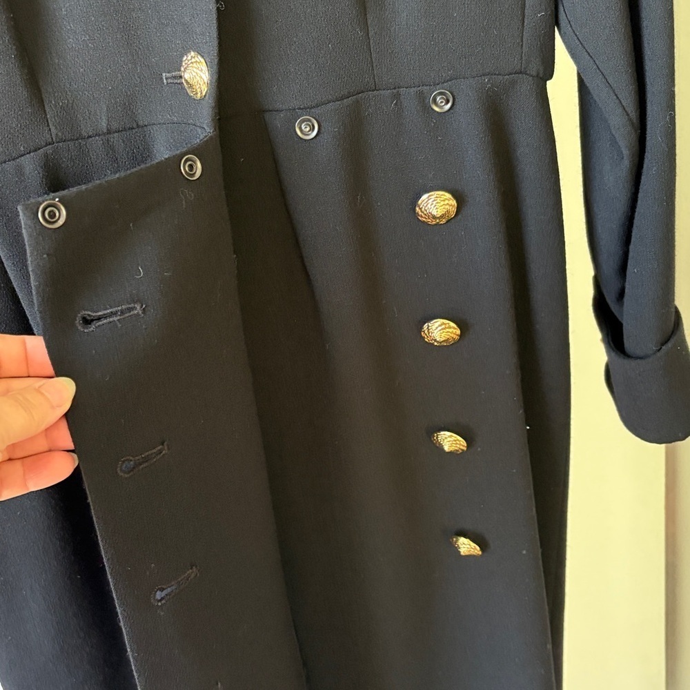 Yves Saint Laurent Encore Vintage Black Wool Crepe Dress 12 - Picture 4 of 14